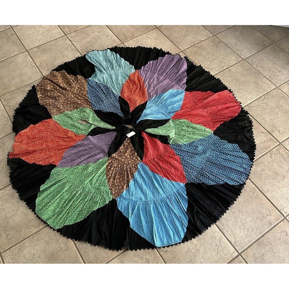 Vtg 50s  Flower ‎ FULL CIRCLE patch work flower Hand made  with a big flower  M
